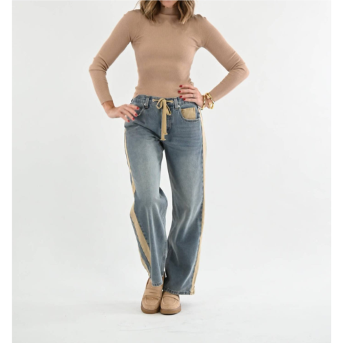 Ee:some mineral washed drawstring side stripe jeans in blue