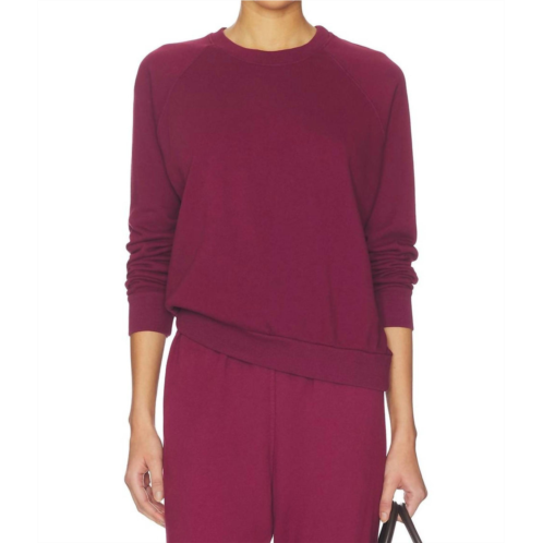 Perfectwhitetee alexi french terry raglan crew sweatshirt in dark burgundy