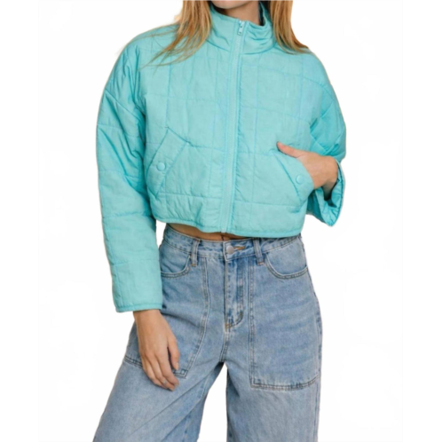 LE LIS daydream cropped puffer jacket in aqua