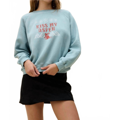 DAYDREAMER kiss my aspen shrunken raglan sweatshirt in blue