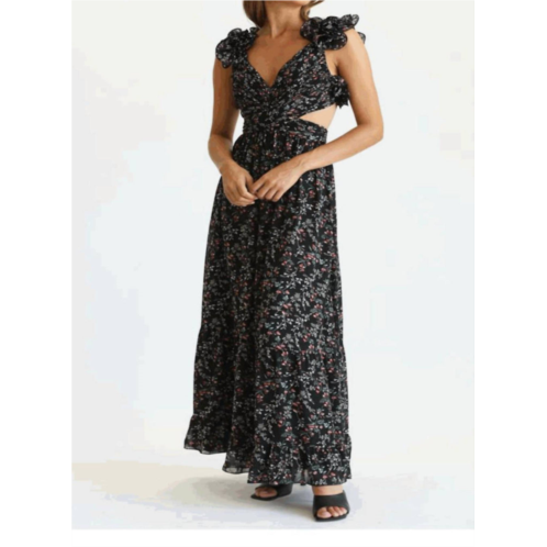 Fate floral cutout maxi dress in black