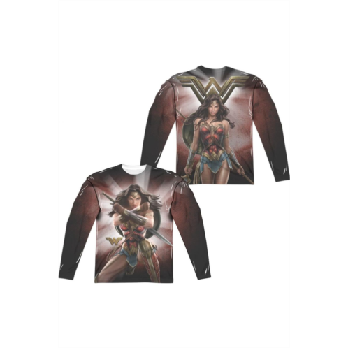 Gildan wonder woman movie protector of humanity (front/back print) long sleeve adult poly crew tee / t-shirt