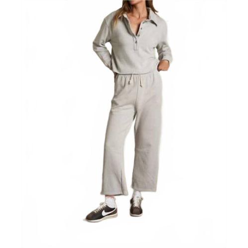 Perfectwhitetee vinny fleece henley sweatshirt in silver