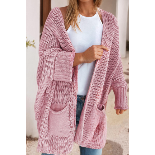 Little Daisy Closet oversized fold over sleeve open front cardigan in pink