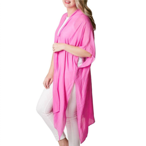Top It Off kari lightweight kimono wrap shawl in hot pink