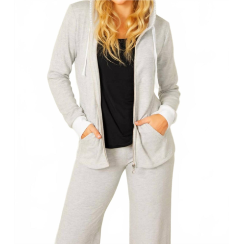 French kyss detail zip up hoodie in silver