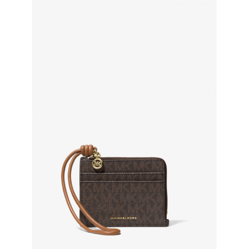 Michael Kors jet set small signature logo card case wristlet