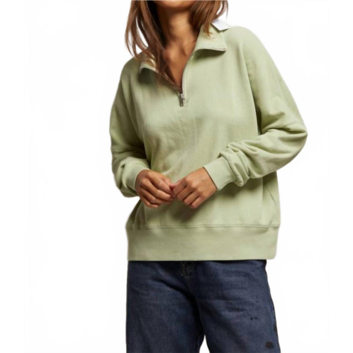 Perfectwhitetee maren french terry 1/4 zip sweatshirt in pistachio