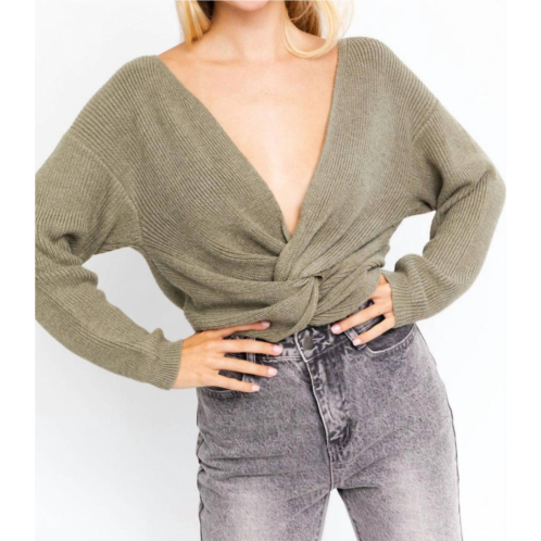 LE LIS hold me close twisted sweater top in sage