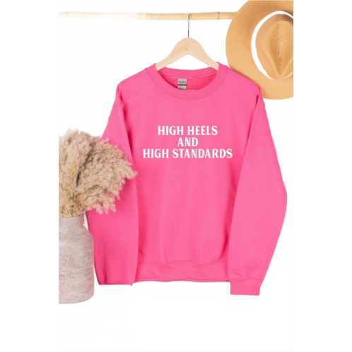 WKNDER womens high heels and high standards sweatshirt in hot pink