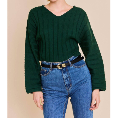 LE LIS pamela- long sleeve v-neck sweater in hunter green