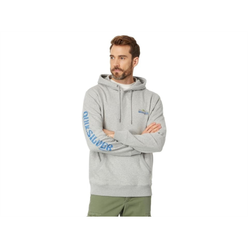 Quiksilver mens waterman flow fish hoodie gray cotton pockets pullover fts224