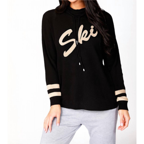 Angel Apparel ski drawstring sweater in black/beige