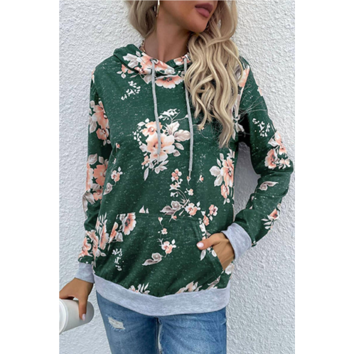 Lily Clothing floral pocket hoodie in green