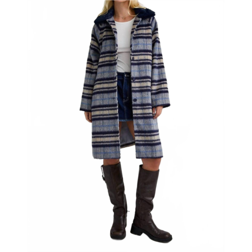LE LIS a-line plaid coat in blue