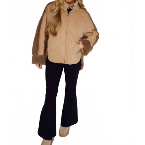 BiBi quilted sherpa jacket in mocha