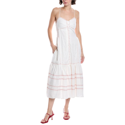 FATE stitched linen-blend mini dress