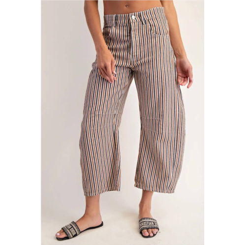Ee:some mineral wash striped barrel leg jean in burnt sienna