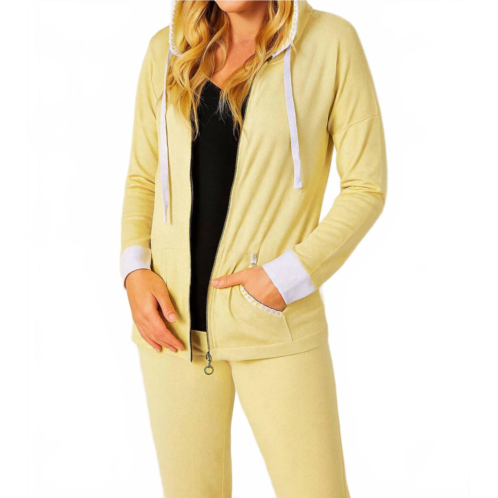 French kyss detail zip up hoodie in sun