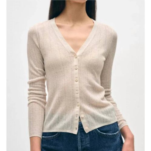 White Warren rib v-neck cardigan in beige