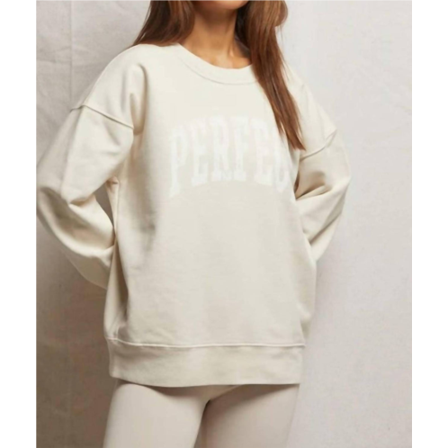 Perfectwhitetee crewneck long sleeve sweatshirt in sugar