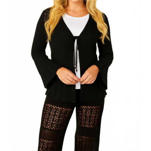 French kyss crochet tie cardigan in black