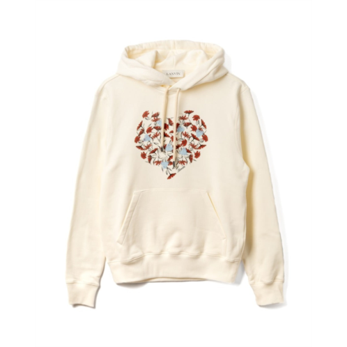 Lanvin floral heart hoodie with ribbed detailing