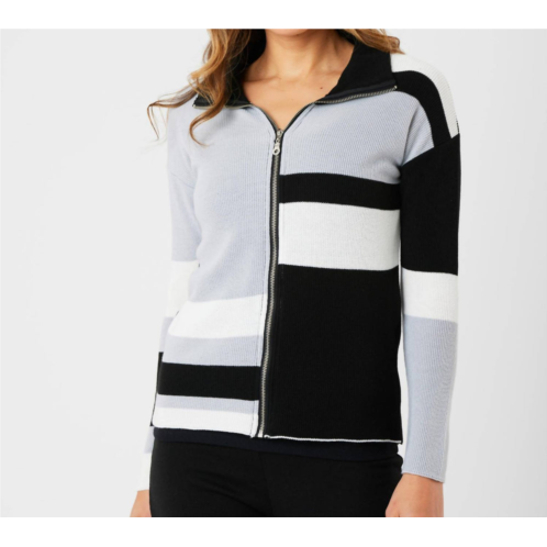 Angel Apparel color block zip jacket in black/multi