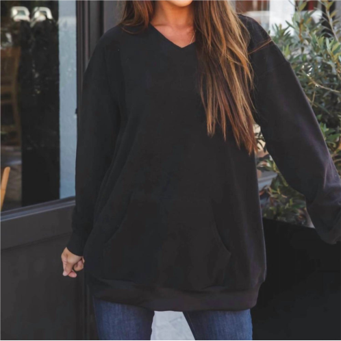 Tickled Teal soft oversized megan pullover in black
