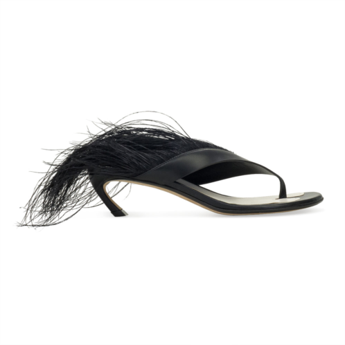 Lanvin black swing sandals with feather-45mm pumps
