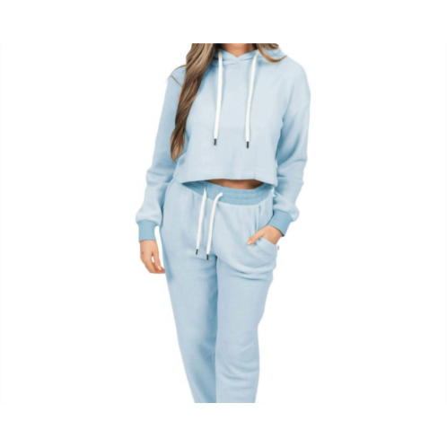 Feat womens blanket blend cropped hoodie in burr blue