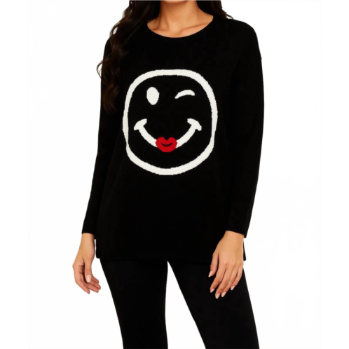 Angel Apparel wink & smile emoji pullover in black