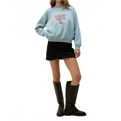 DAYDREAMER kiss my aspen shrunken raglan sweatshirt in blue
