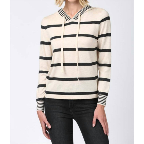 Fate stripped hoodie in cream/charcoal