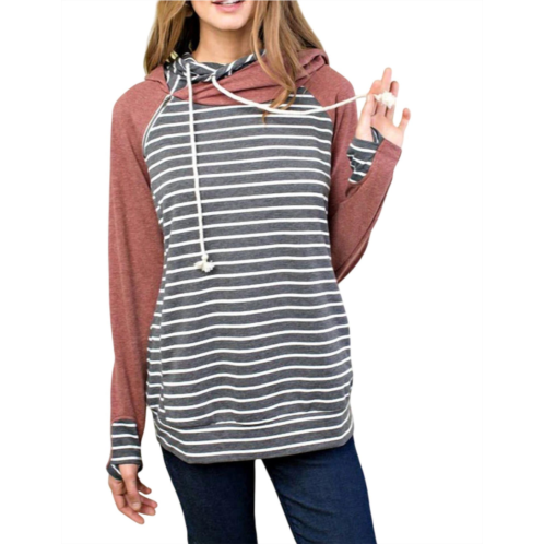 Mainstrip colorblock double hood hoodie in gray