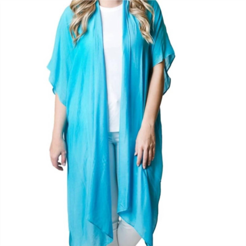Top It Off kari lightweight kimono wrap shawl in turquoise