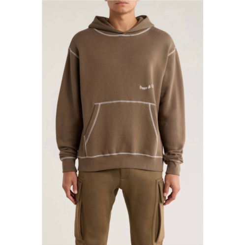 Museum of Peace & Quiet wavy logo stitch hoodie in brown