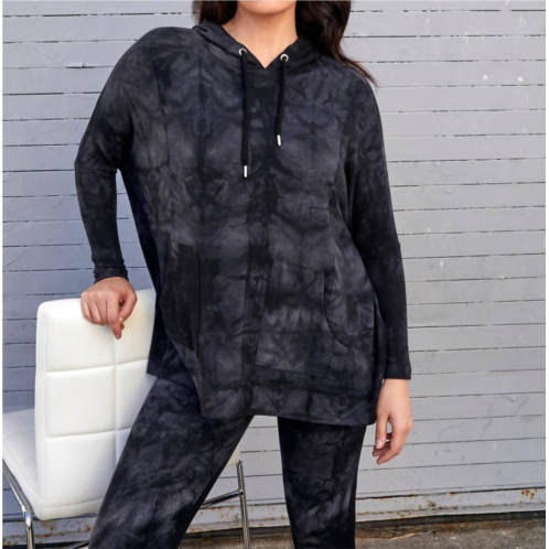 French kyss tie dye hoodie poncho in oil