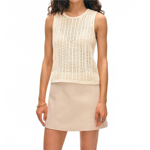 White Warren hand crocheted lofty cotton tank top in ivory