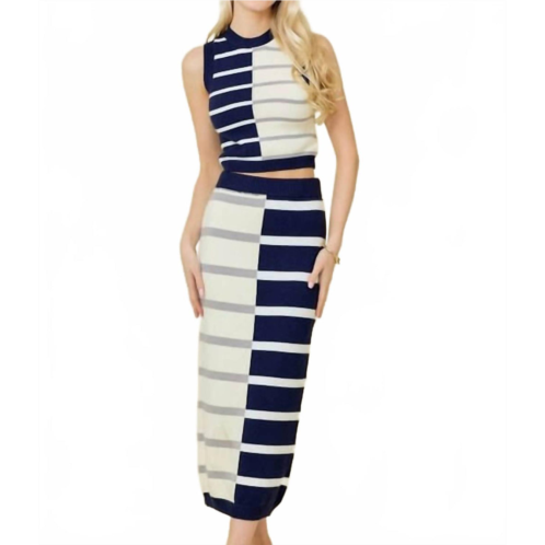 Mainstrip angela sweater skirt set in navy/cream
