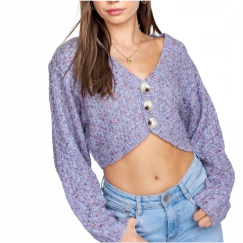 LE LIS cotton dusk cropped cardigan in purple