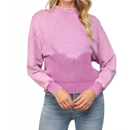 Fate knit washed sweatshirt in orchid