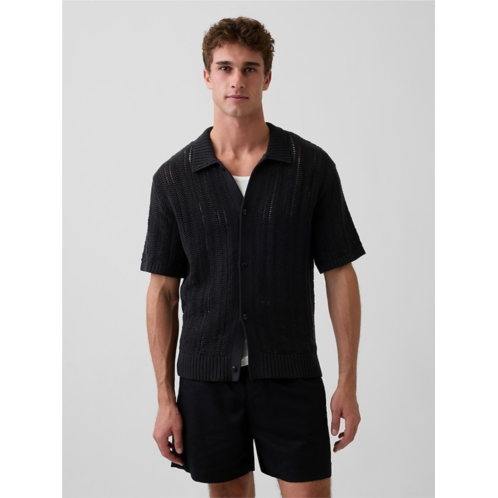 Gap Herringbone Crochet Sweater Shirt