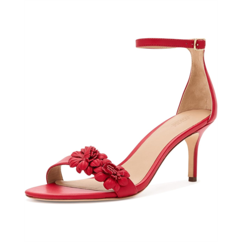 POLO Ralph Lauren Womens Lauren Ralph Lauren Allie Mid-Heel Floral-Trim Nappa Sandals