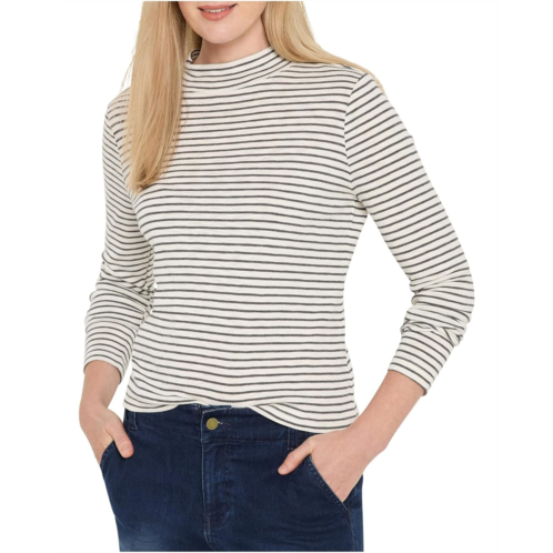 Womens NICZOE Striped Long Sleeve Mock Neck Tee
