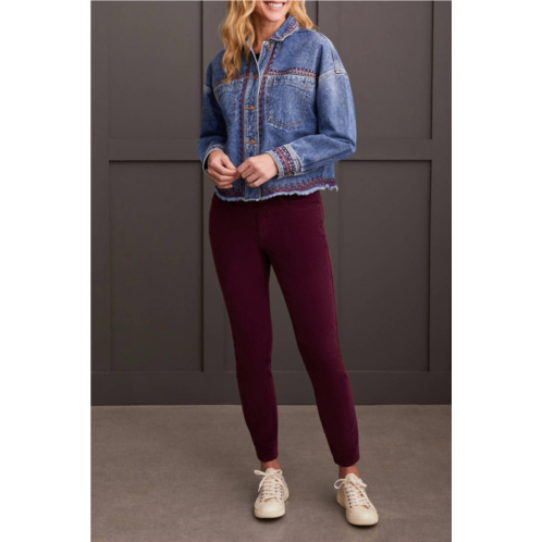 TRIBAL embroidered denim shacket in denim/embroidery