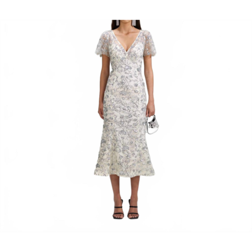 Self-portrait womens champagne sequinned midi dress