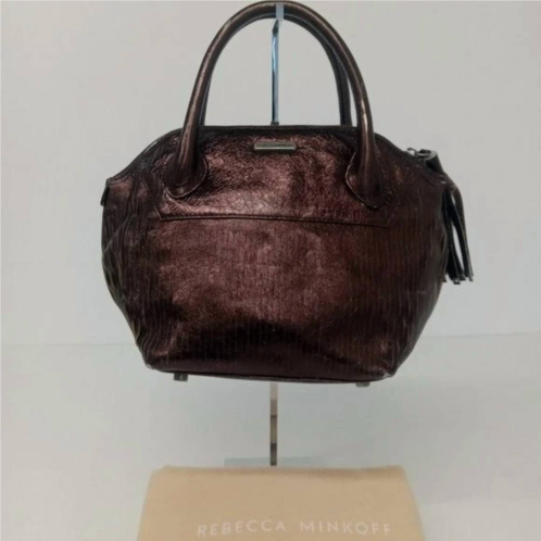 REBECCA MINKOFF womens leather satchel bag in bronze