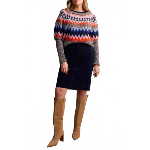 TRIBAL long sleeve intarsia sweater in grey mix
