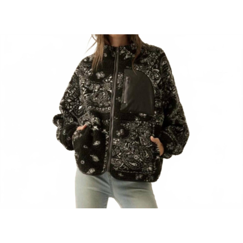 PROMESA paisley sherpa long sleeve jacket in black white